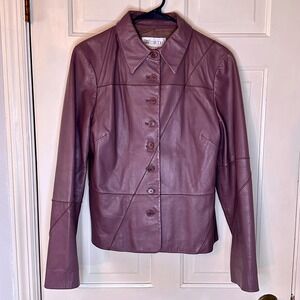 VTG WORTH Soft Leather Jacket Tailored Light Purple Lilac Designer Jacket Sz 12